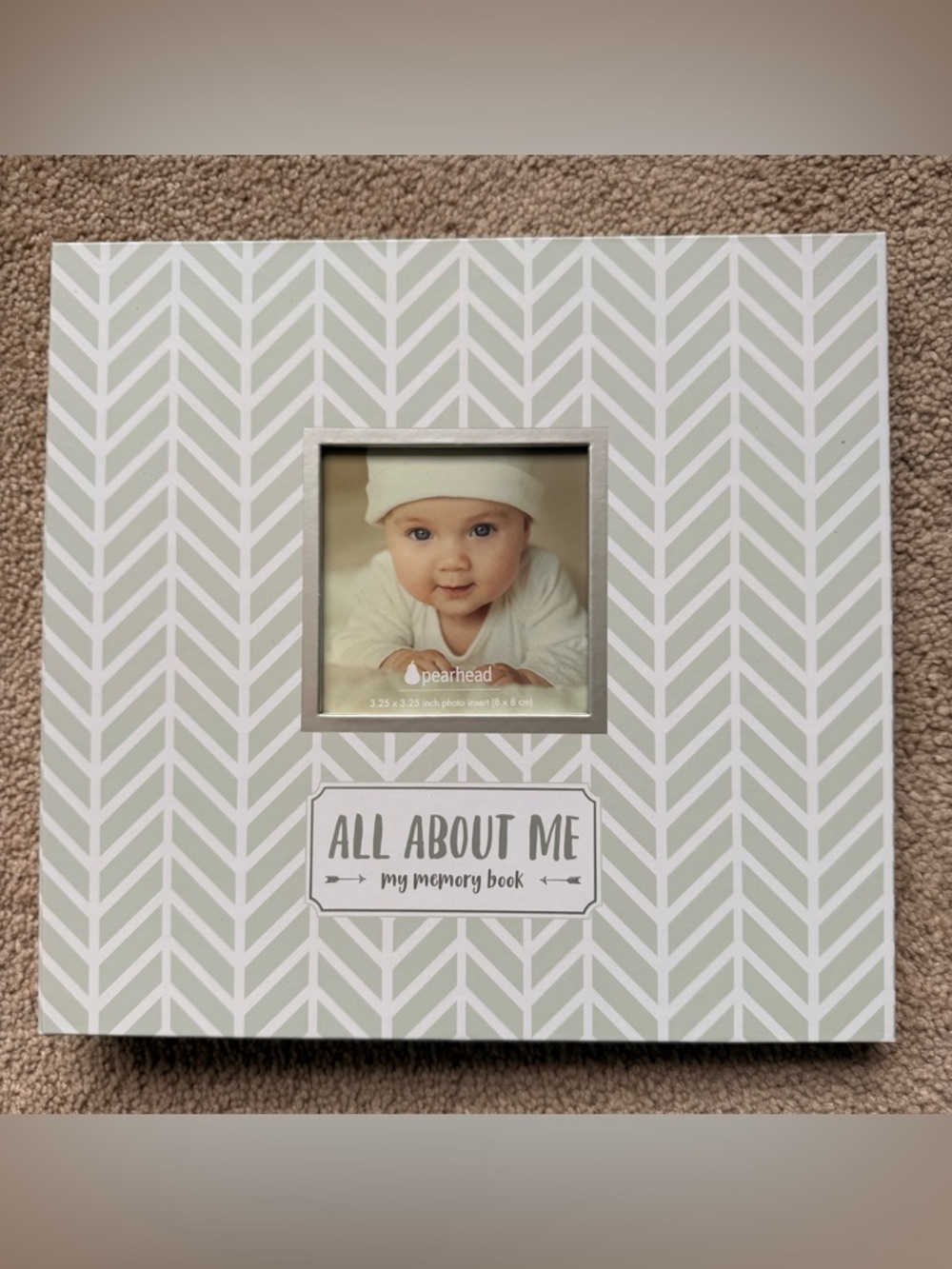 Pearhead Gray and White Chevron "All About Me" Memory Frame